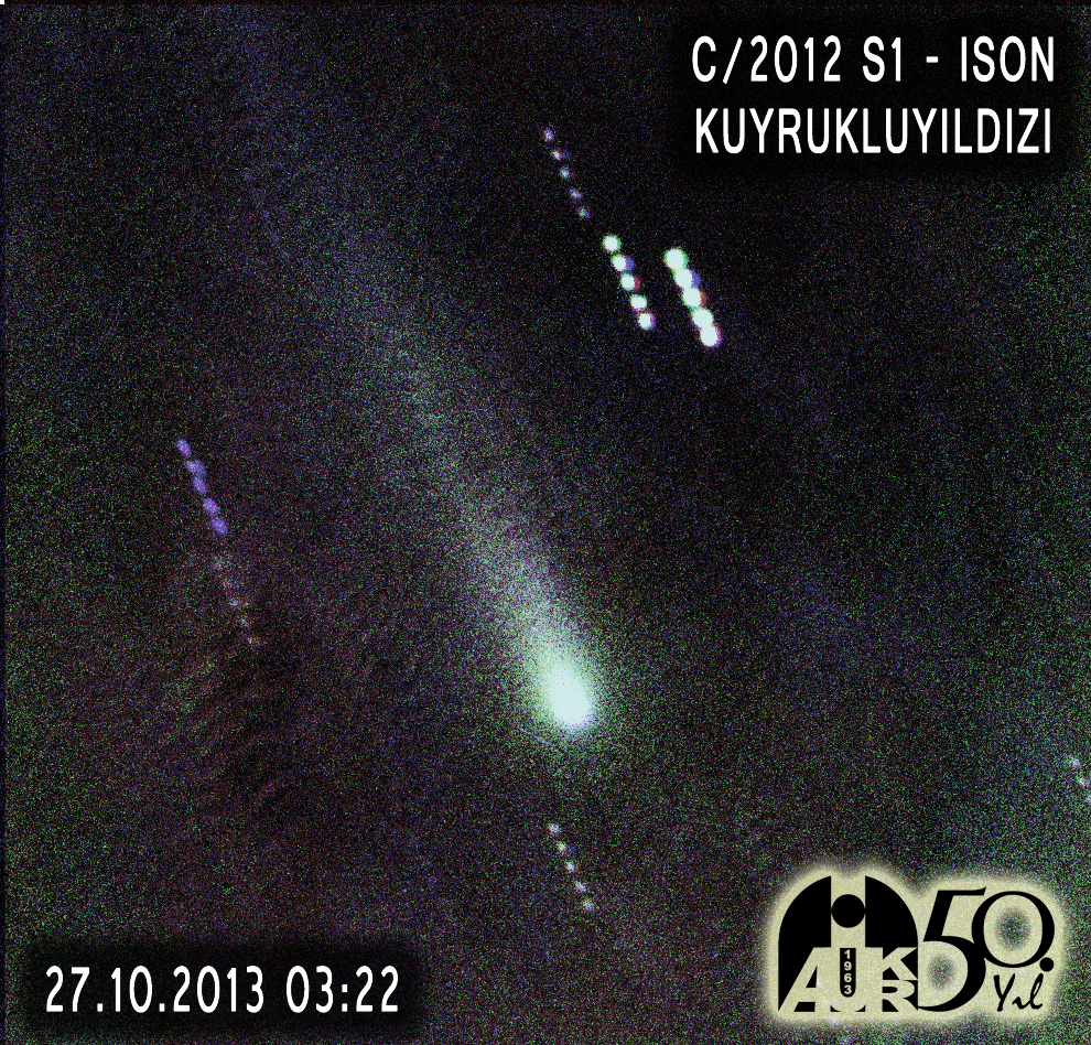 C/2012 S1 ISON kuyruklıyıldızının rasathanemizde elde edilen görüntüsü. (Cihan Tuğrul TEZCAN - Onur YÖRÜKOĞLU)