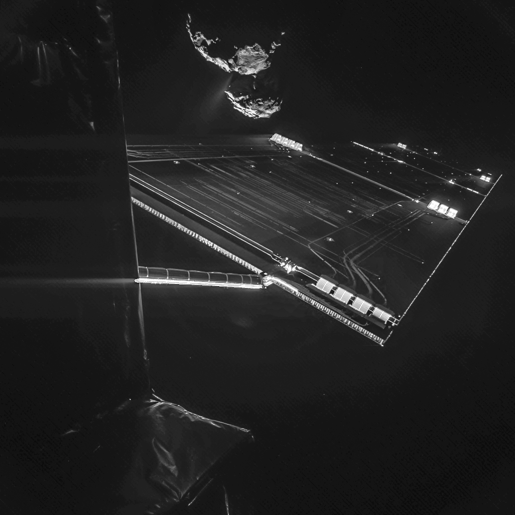 Şekil 1. Rossetta’nın 67/P Churyumov-Gerasimenko Kuyrukluyıldızı önündeki özçekimi http://www.esa.int/